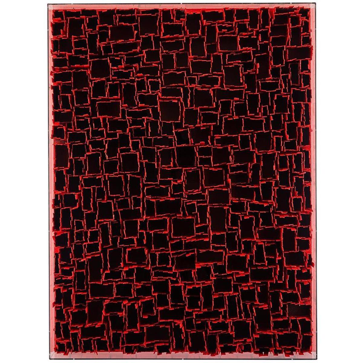John-Richard JRO-3408 Tony Fey's Weathered Geometry, Red 48 X 36.5 inch Oils and Original Art