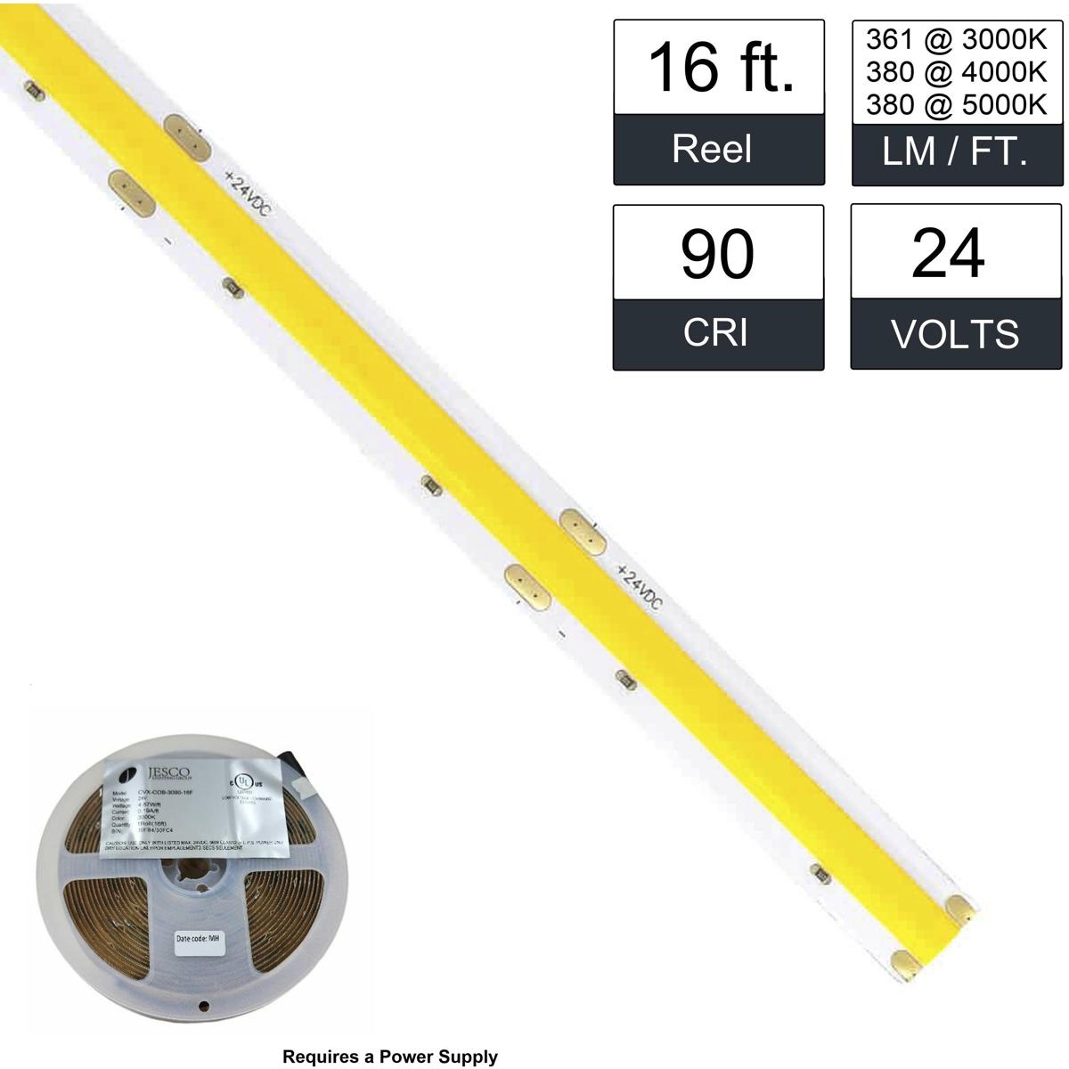 Jesco CVX-COB-5090-16FT CVX 24V DC LED 192 inch Flexible LED Strip