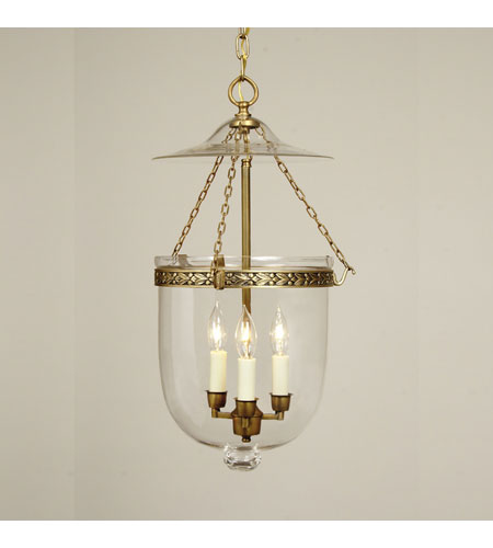 JVI Designs Bell Jar 3 Light Hanging Bell Pendant in Antique Brass 1040-05