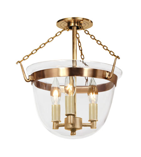 JVI Designs 1153-10 McLean 3 Light 13 inch Rubbed Brass Semi-Flush Mount Ceiling Light 