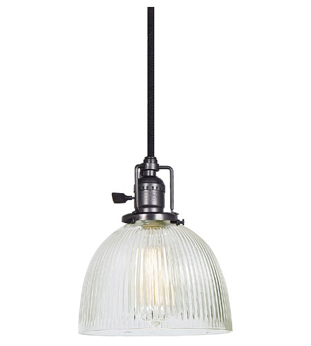 JVI Designs 1201-18-S5-CR Union Square 1 Light 7 inch Gun Metal Pendant Ceiling Light in Clear Ribbed, S5