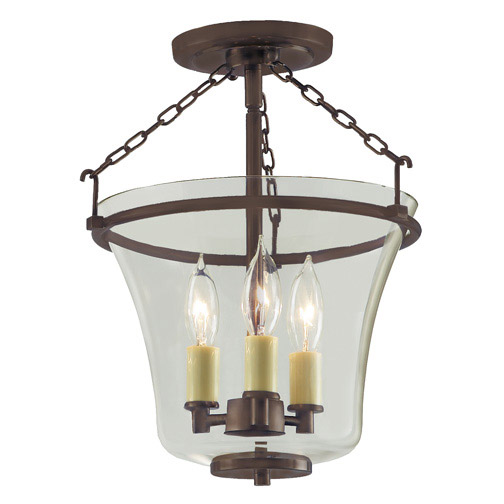 JVI Designs 1182-08 Greenwich 3 Light 11 inch Oil Rubbed Bronze Semi-Flush Mount Ceiling Light
