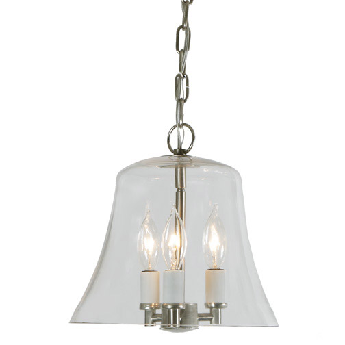 JVI Designs 1183-17 Greenwich 3 Light 10 inch Pewter Bell Jar Pendant Ceiling Light in Satin Nickel