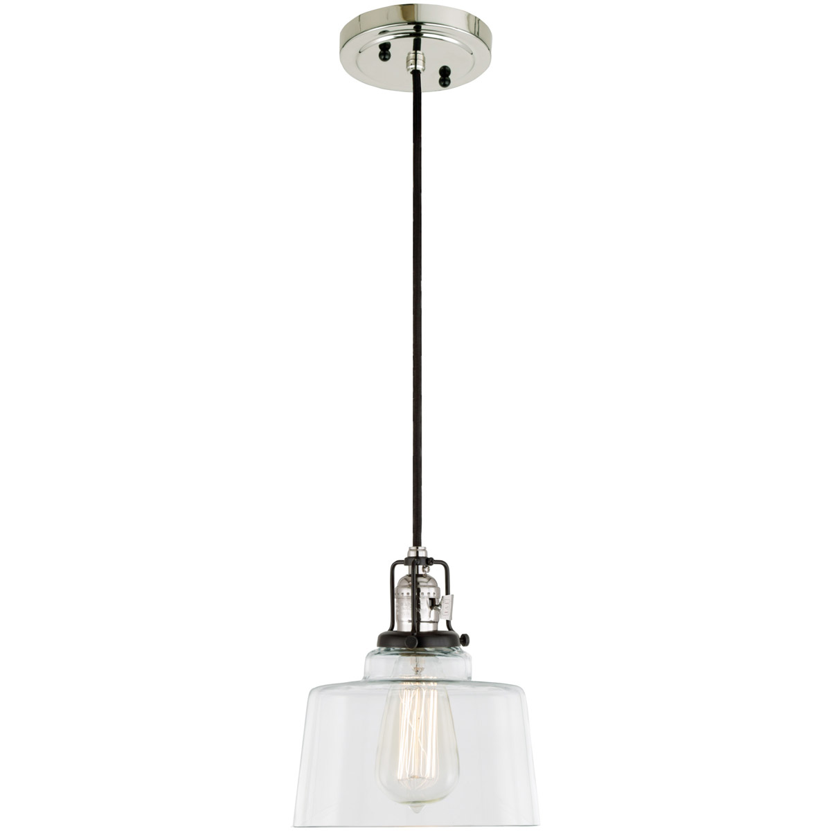 JVI Designs 1221-15-S14 Nob Hill 1 Light 7 inch Polished Nickel and Black Pendant Ceiling Light