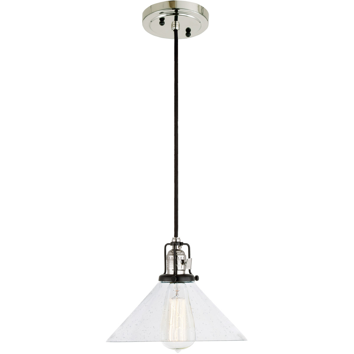 JVI Designs 1221-15-S2-CB Nob Hill 1 Light 1 inch Polished Nickel and Black Pendant Ceiling Light in Clear Bubble