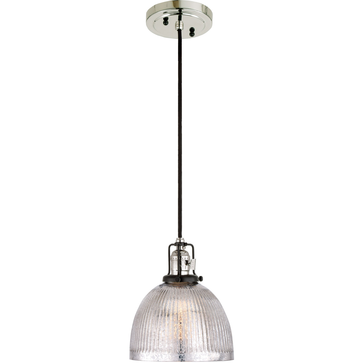 JVI Designs 1221-15-S5-MP Nob Hill 1 Light 7 inch Polished Nickel and Black Pendant Ceiling Light in Mercury Ribbed