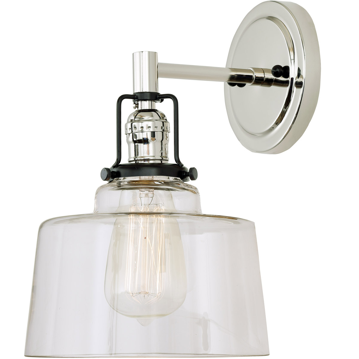 JVI Designs 1223-15-S14 Nob Hill 1 Light 7 inch Polished Nickel and Black Wall Sconce Wall Light