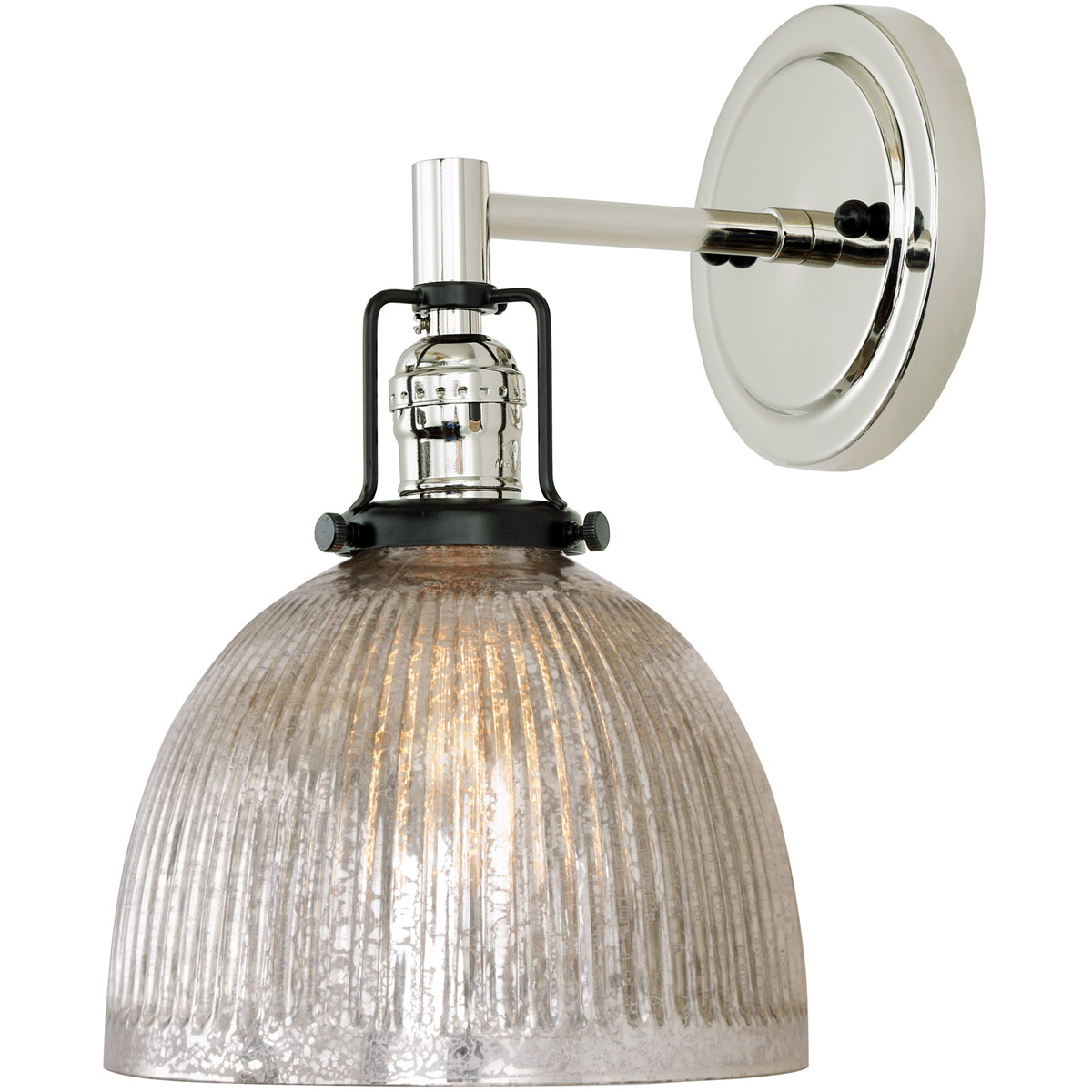 JVI Designs 1223-15-S5-MP Nob Hill 1 Light 7 inch Polished Nickel and Black Wall Sconce Wall Light in Mercury Ribbed