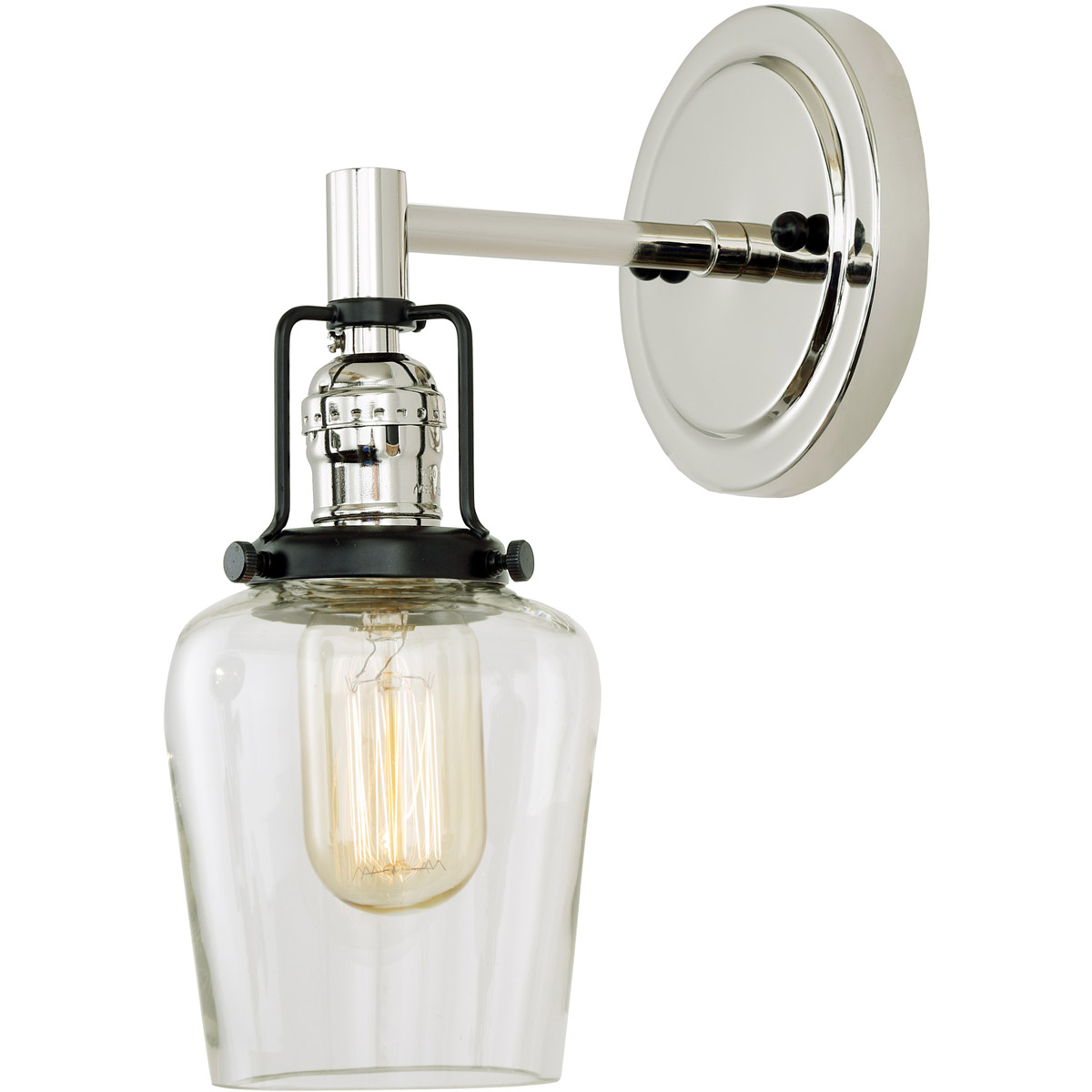 JVI Designs 1223-15-S9 Nob Hill 1 Light 5 inch Polished Nickel and Black Wall Sconce Wall Light