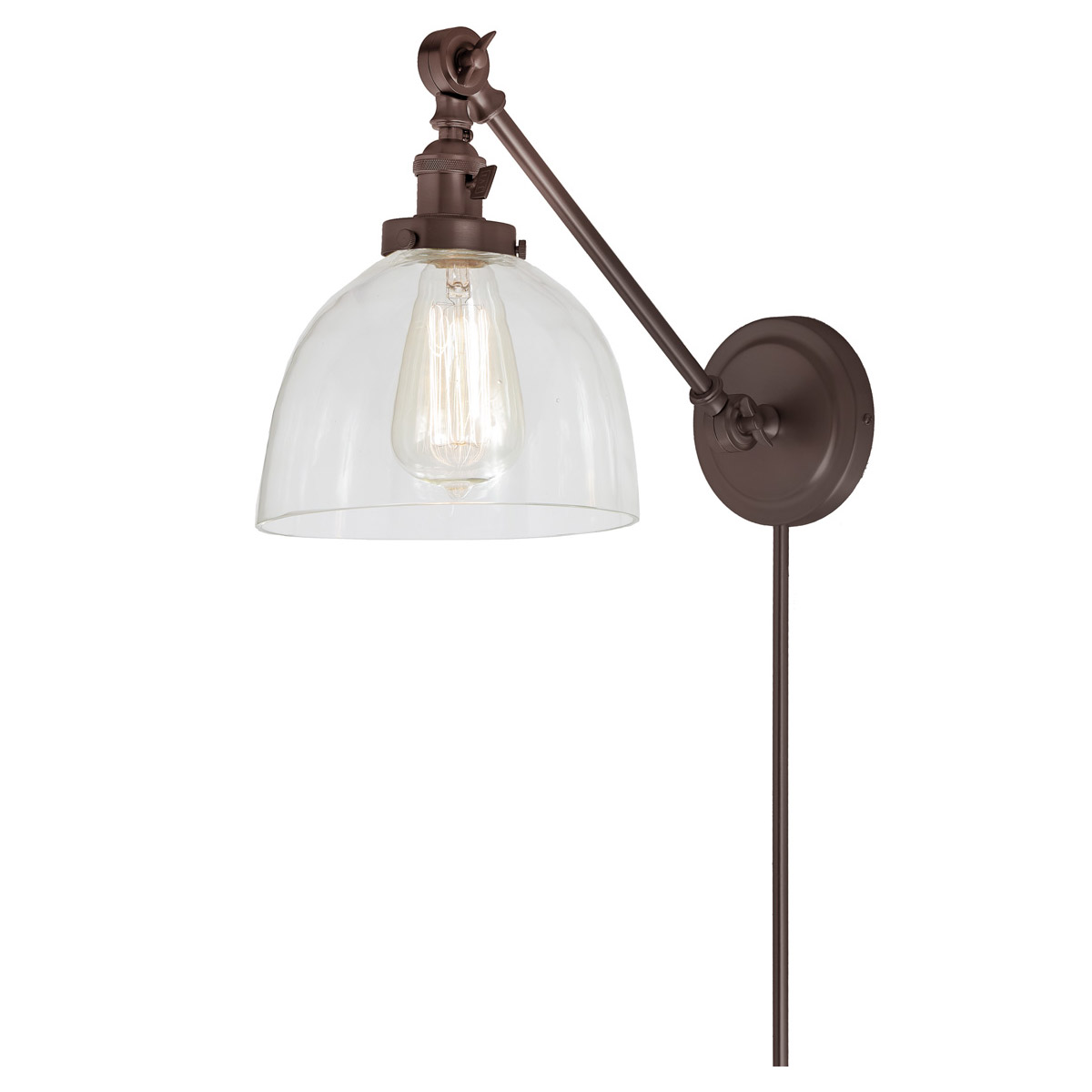 JVI Designs 1255-08-S5 Soho Madison 23 inch 100 watt Oil Rubbed Bronze Swing Arm Wall Sconce Wall Light in Clear Glass, 5, Double Swivel