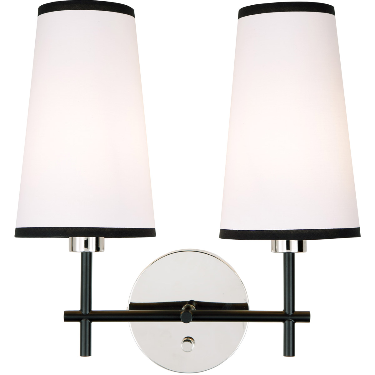 JVI Designs 1276-15 Bellevue 2 Light 14 inch Polished Nickel and Black Wall Sconce Wall Light