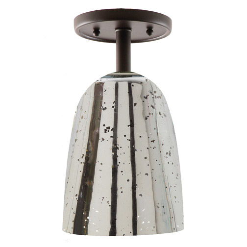 JVI Designs 1301-18-G4-AM Grand Central 1 Light 6 inch Gun Metal Flush Mount Ceiling Light in Antique Mercury Mouth Blown