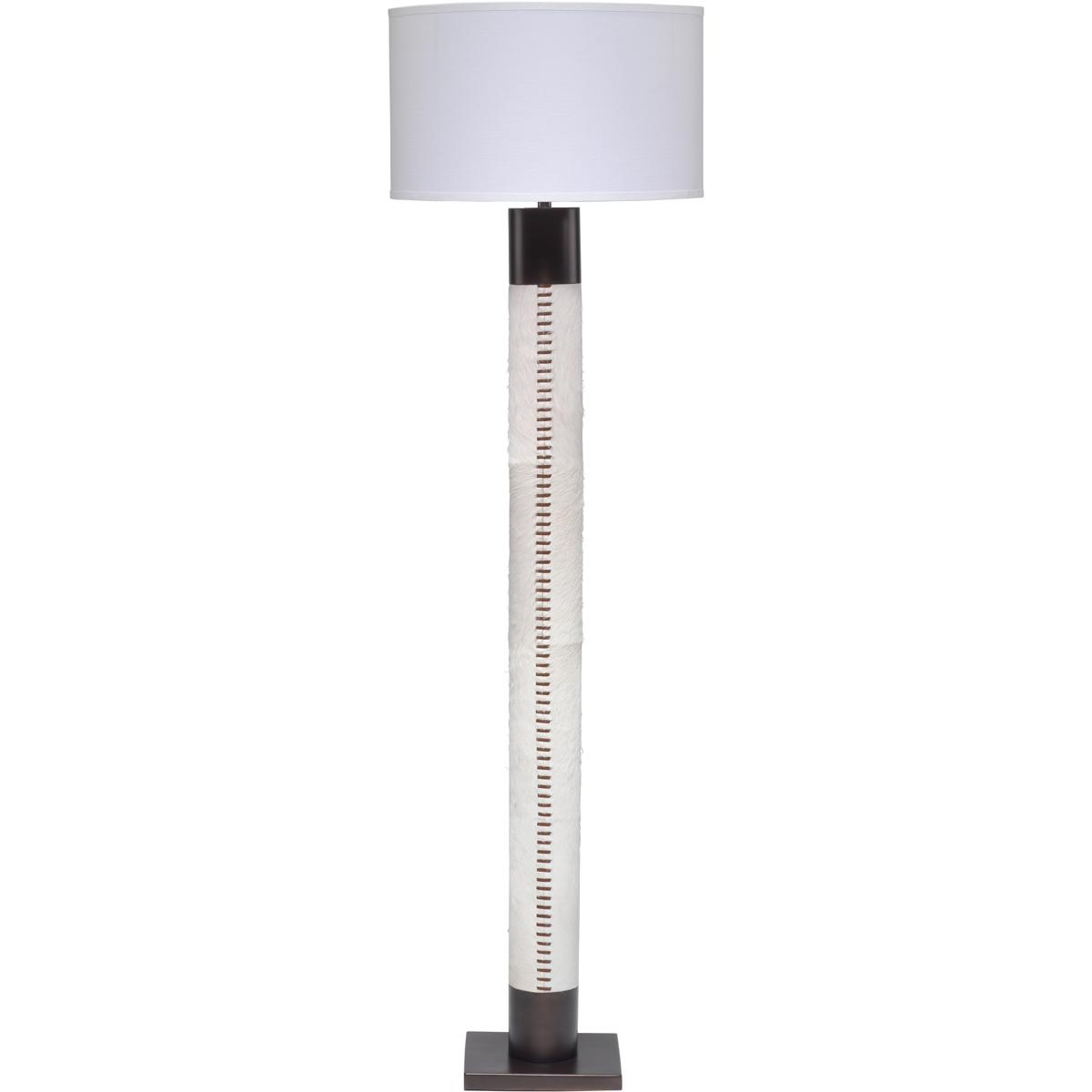 Jamie Young Co 1SHER-FLWH Sheridan 70 inch 150 watt White Hide & Oil Rubbed Bronze Metal Floor Lamp Portable Light