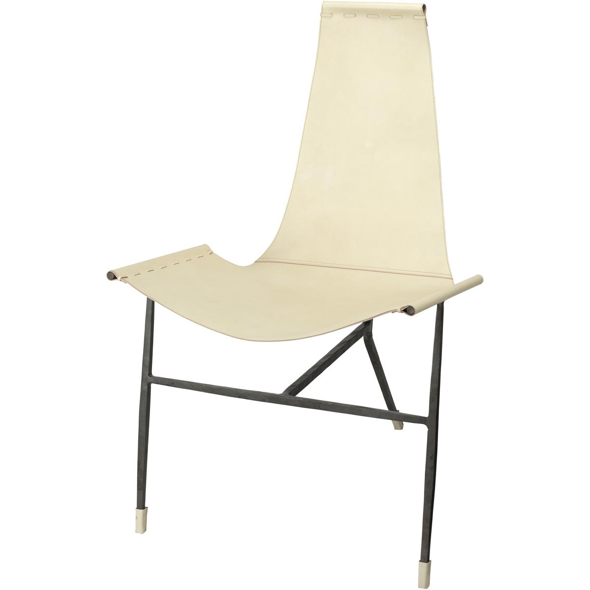 Jamie Young Co 20ABIL-CHWH Abilene Off White and Black Forged Iron Lounge Chair