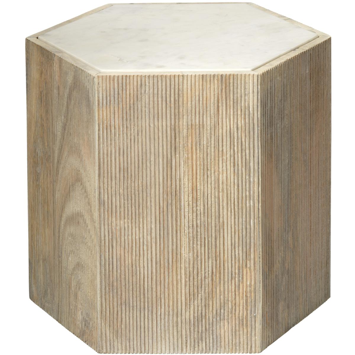 Jamie Young Co 20ARGA-LGWH Argan 20 X 18 inch Natural Wood & White Marble Table, Hexagon
