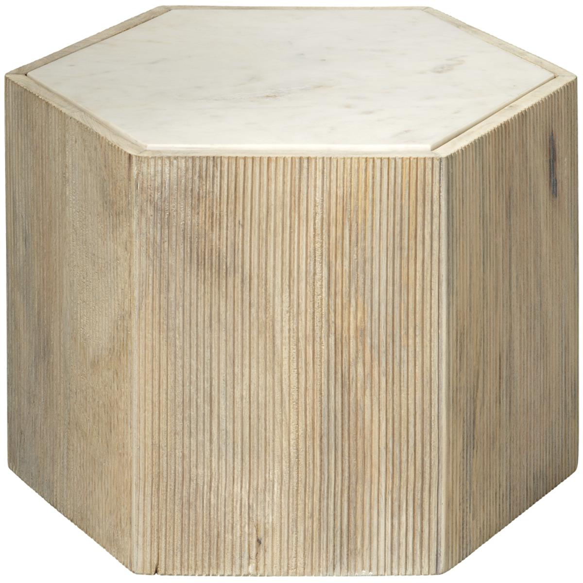 Jamie Young Co 20ARGA-MDWH Argan 20 X 17 inch Natural Wood & White Marble Table, Hexagon