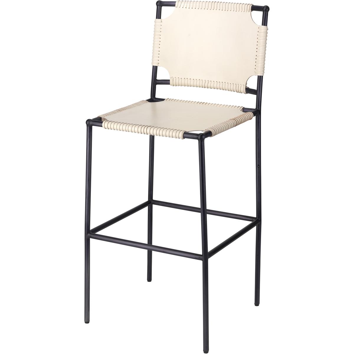 Jamie Young Co 20ASHE-BSOW Asher 42 inch Off-White Leather & Black Metal Bar Stool