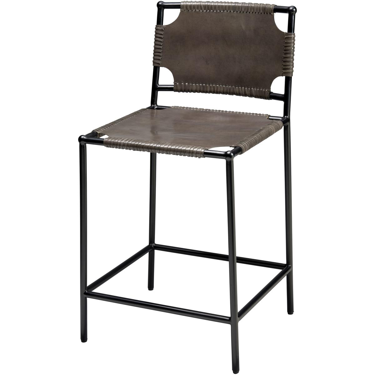 Jamie Young Co 20ASHE-CSGR Asher 36 inch Black and Grey Leather Counter Stool