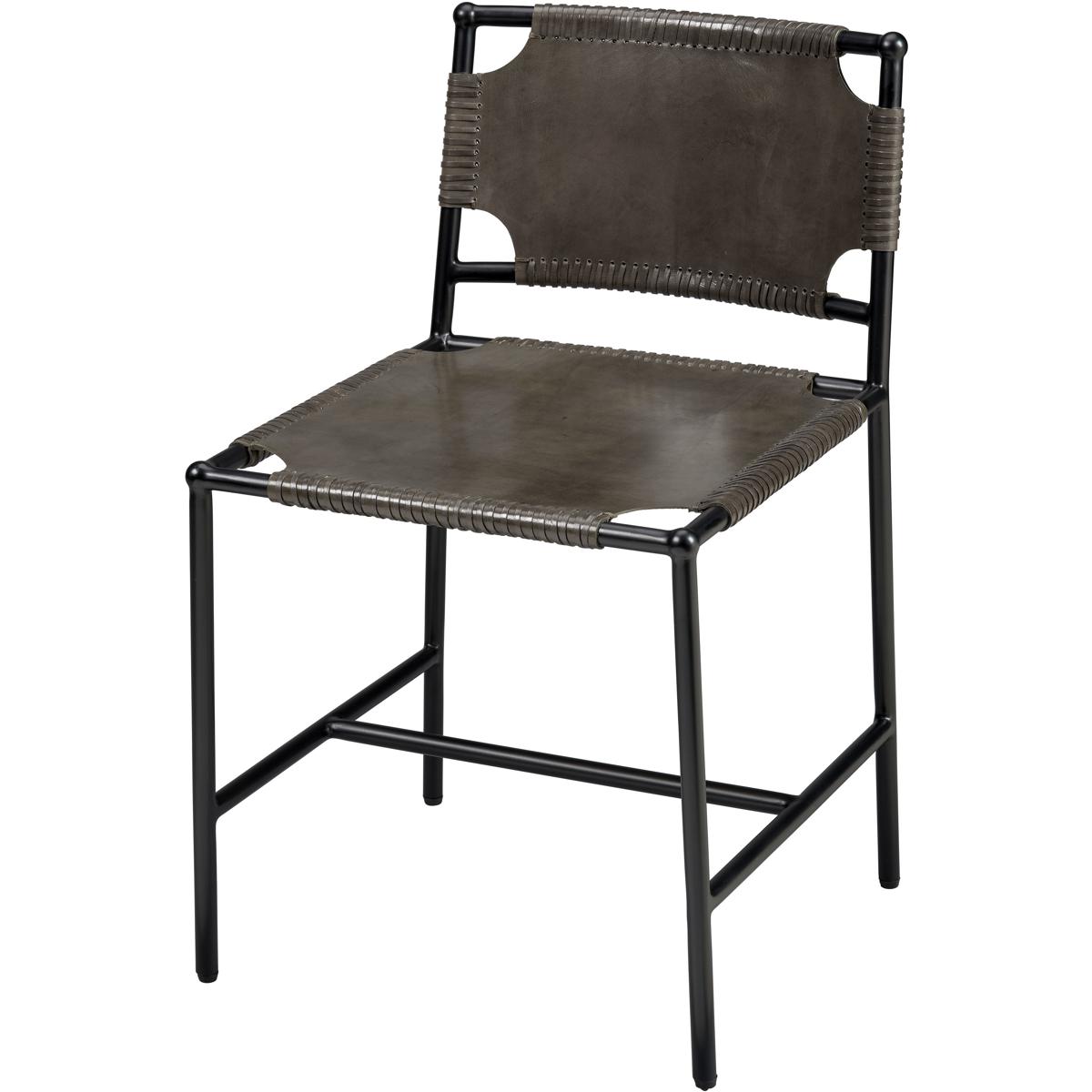 Jamie Young Co 20ASHE-DCGR Asher Black and Grey Leather Dining Chair