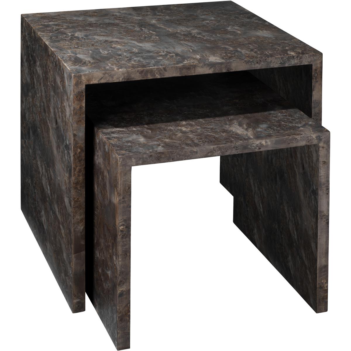 Jamie Young Co 20BEDF-NECH Bedford 22 X 21.5 inch Charcoal Burl Wood Nesting Tables, Set of 2
