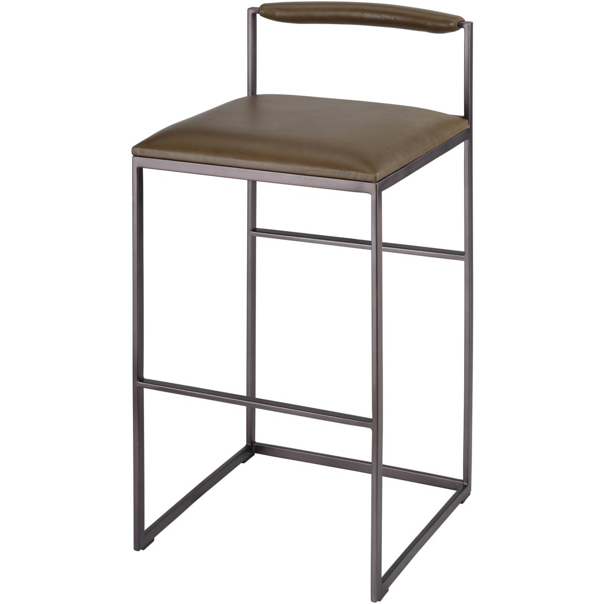 Jamie Young Co 20BRAD-BSTR Bradbury 36 inch Truffle Leather and Black Bar Stool, Inline