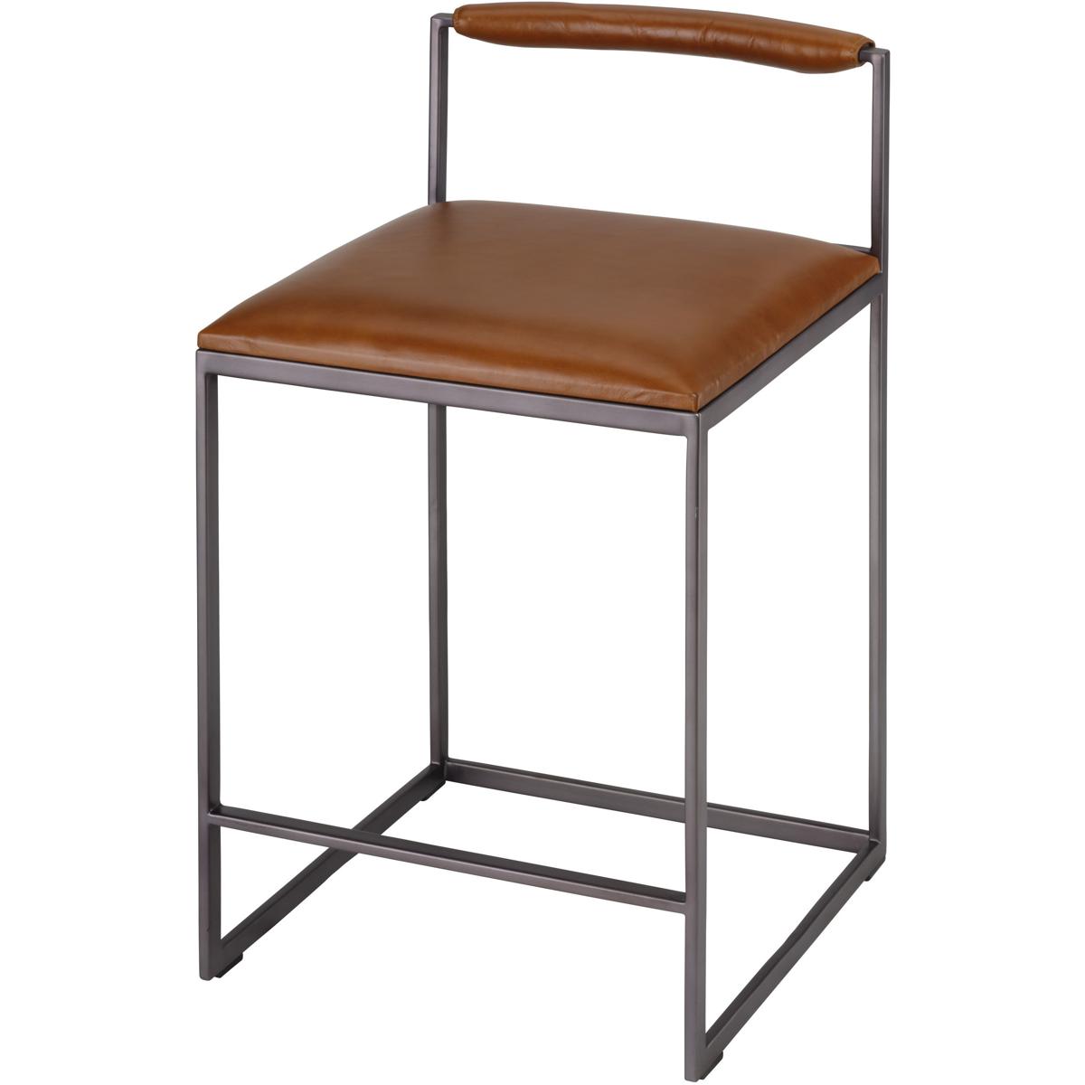 Jamie Young Co 20BRAD-CSSA Bradbury 30 inch Saddle Leather and Black Counter Stool, Inline