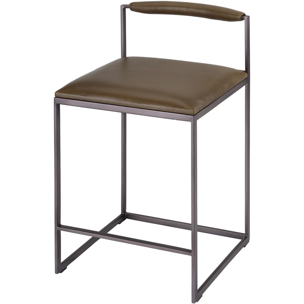 Jamie Young Co 20BRAD-CSTR Bradbury 30 inch Truffle Leather and Black Counter Stool, Inline