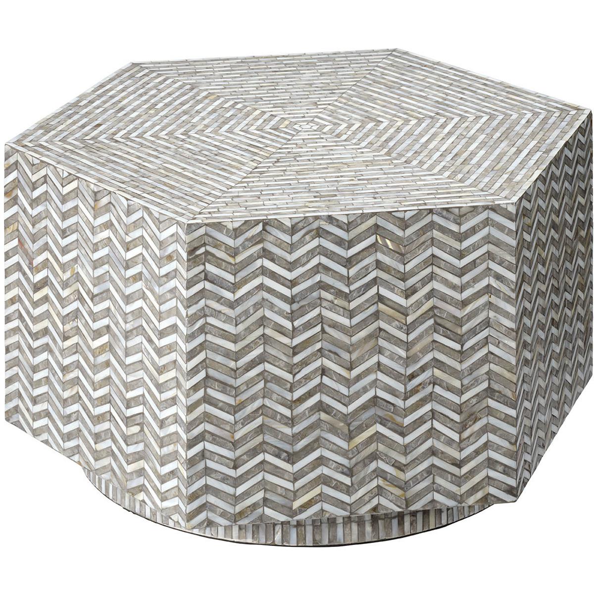 Jamie Young Co 20BRAN-CTGR Brando 32 X 17.5 inch Mixed Grey and White Mother of Pearl Coffee Table