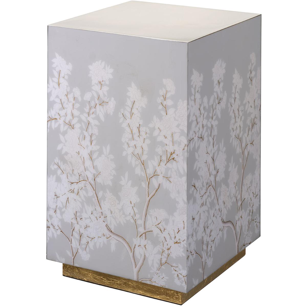 Jamie Young Co 20GARL-STDO Garland 22 X 14 inch Grey and Off White Printed Floral Paper and Gold Leaf Side Table