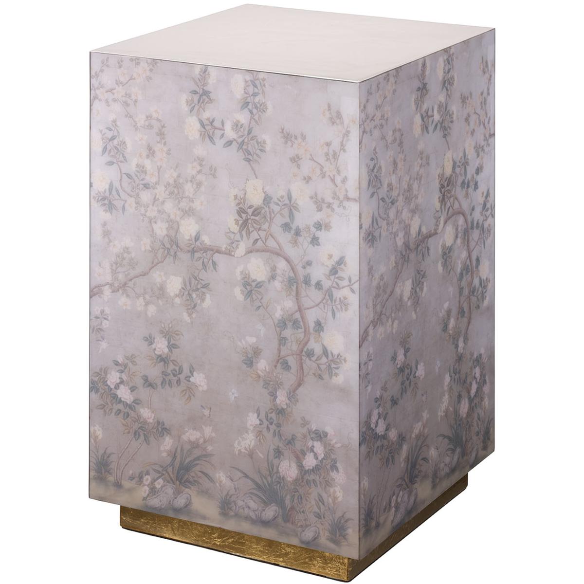 Jamie Young Co 20GARL-STLV Garland 22 X 14 inch Pink Printed Floral Paper and Gold Leaf Side Table