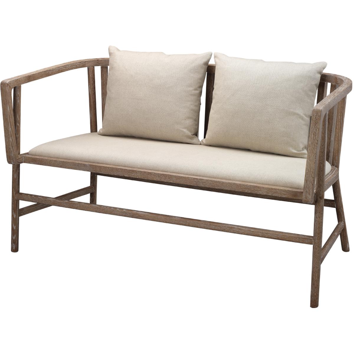 Jamie Young Co 20GRAY-SEWNA Grayson Off White Linen & Grey Washed Wood Settee