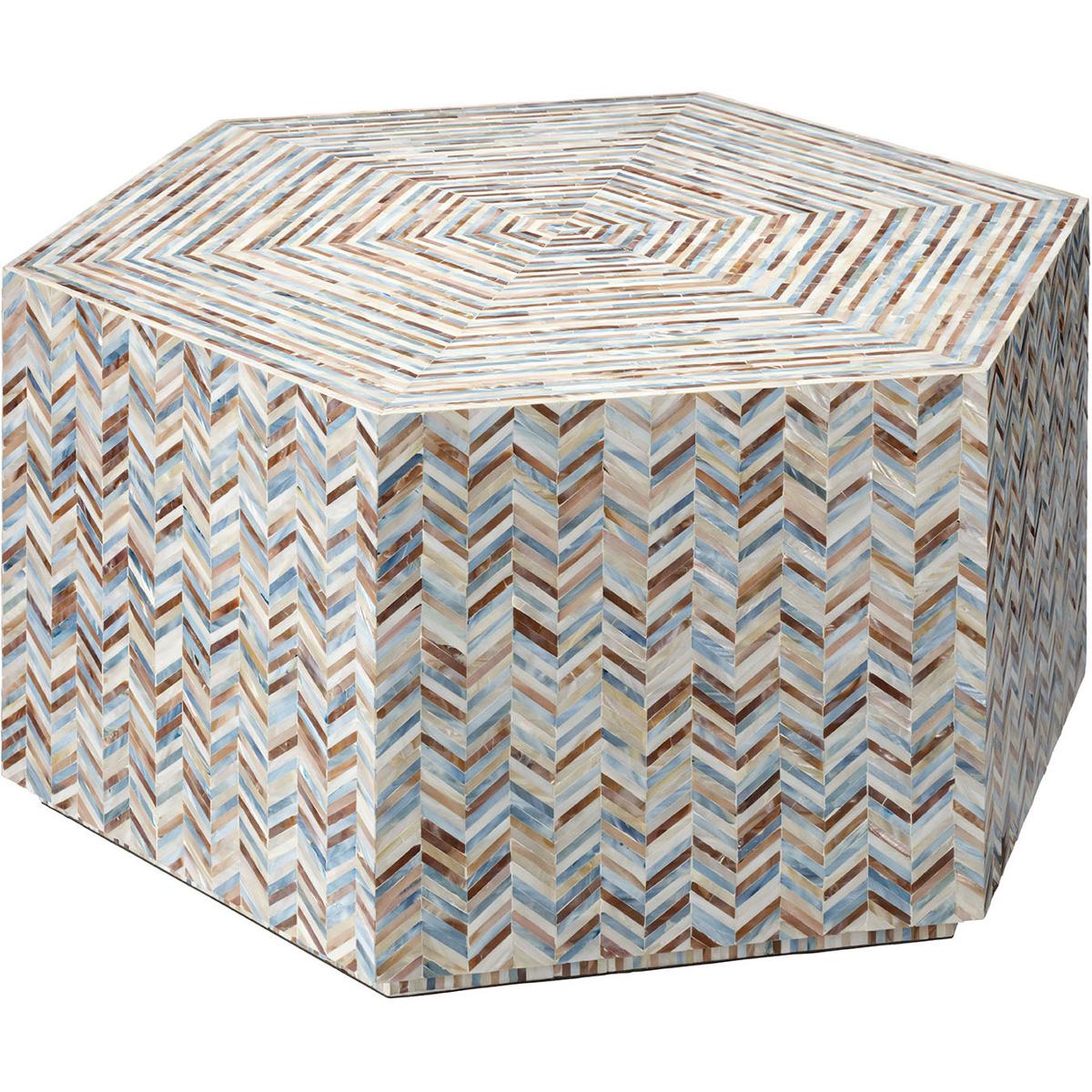 Jamie Young Co 20HEPBCTMOP Hepburn 36 X 175 inch Mixed Blue and White and Red Mother of Pearl Coffee Table