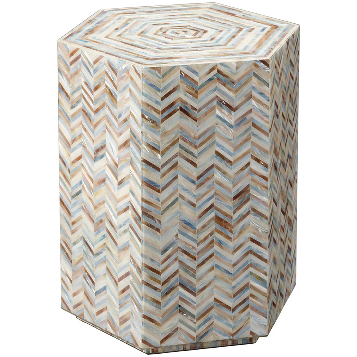 Jamie Young Co 20HEPB-STMOP Hepburn 22.5 X 19 inch Mixed Blue and White and Red Mother of Pearl Side Table