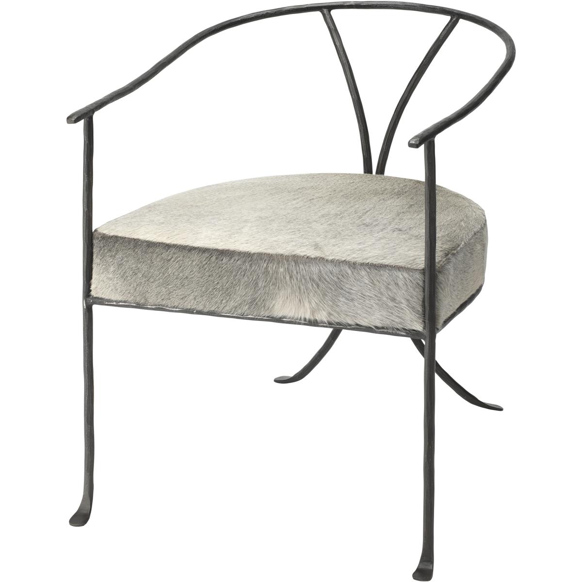 Jamie Young Co 20KAICHGR Kai Grey Hide  Black Hand Forged Iron Chair