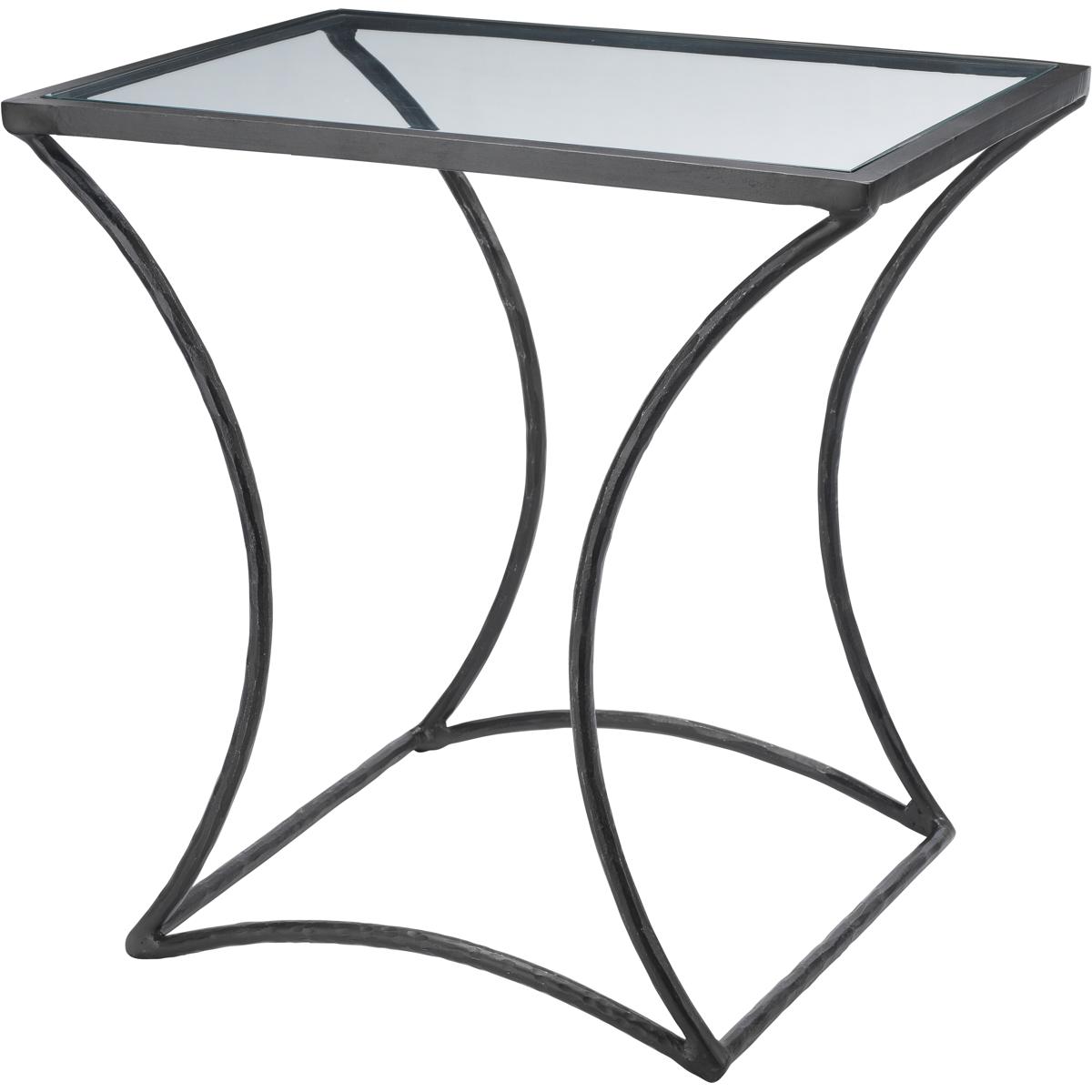 Jamie Young Co 20KAISTBK Kai 24 X 24 inch Black Forged Iron w Clear Tempered Glass Top Side Table