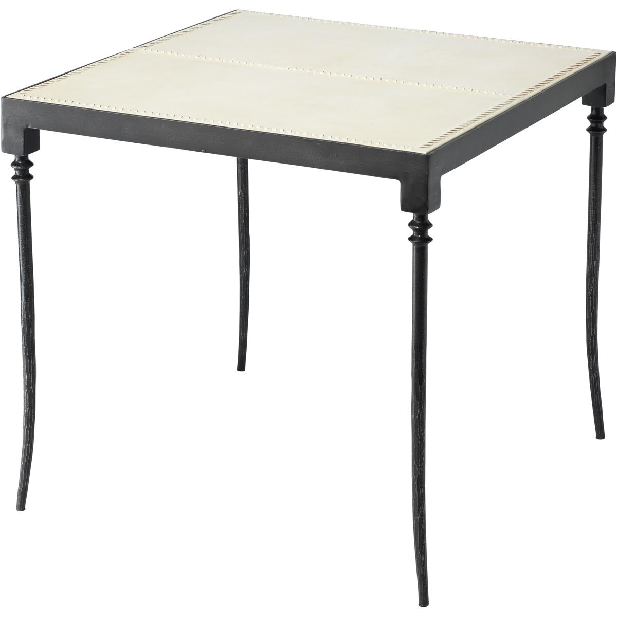 Jamie Young Co 20NEVA-STOW Nevado 25.5 X 25.5 inch Off White Leather & Black Forged Iron Side Table