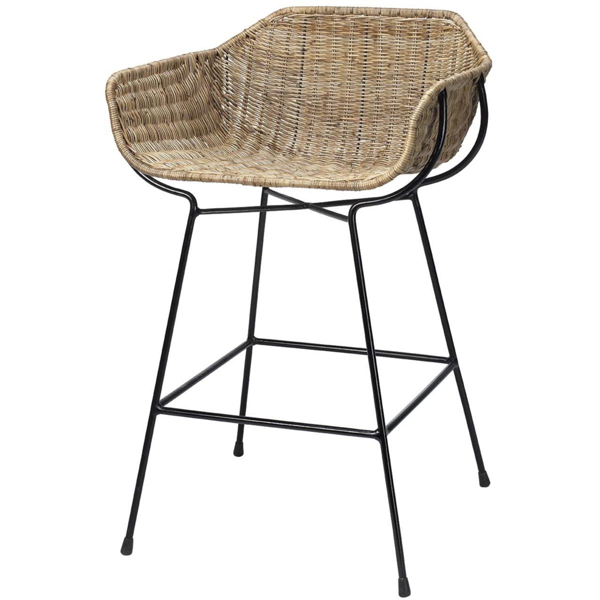 Jamie Young Co 20NUSA-CSNA Nusa 32.5 inch Natural Rattan & Black Steel Counter Stool