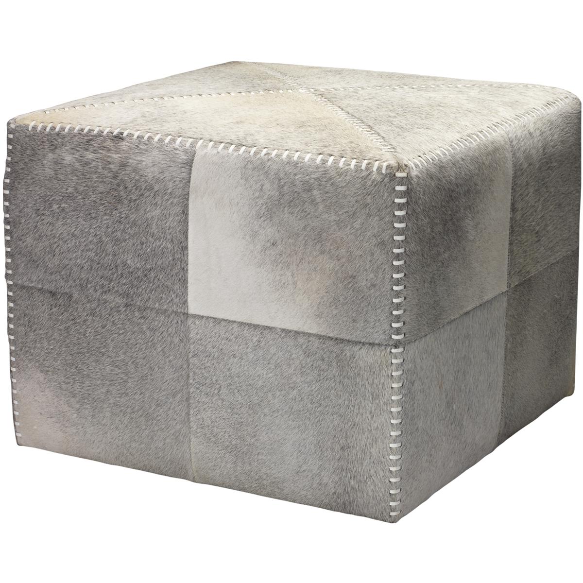 Jamie Young Co 20OTTO-LGGR Leather and Hide 18 inch Grey Hide Ottoman