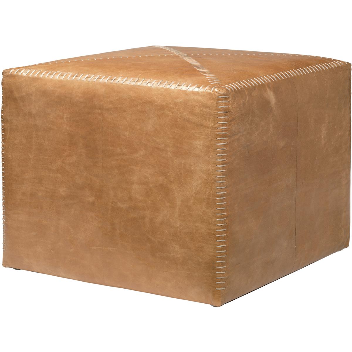 Jamie Young Co 20OTTO-LGLE Leather and Hide 18 inch Buff Leather Ottoman