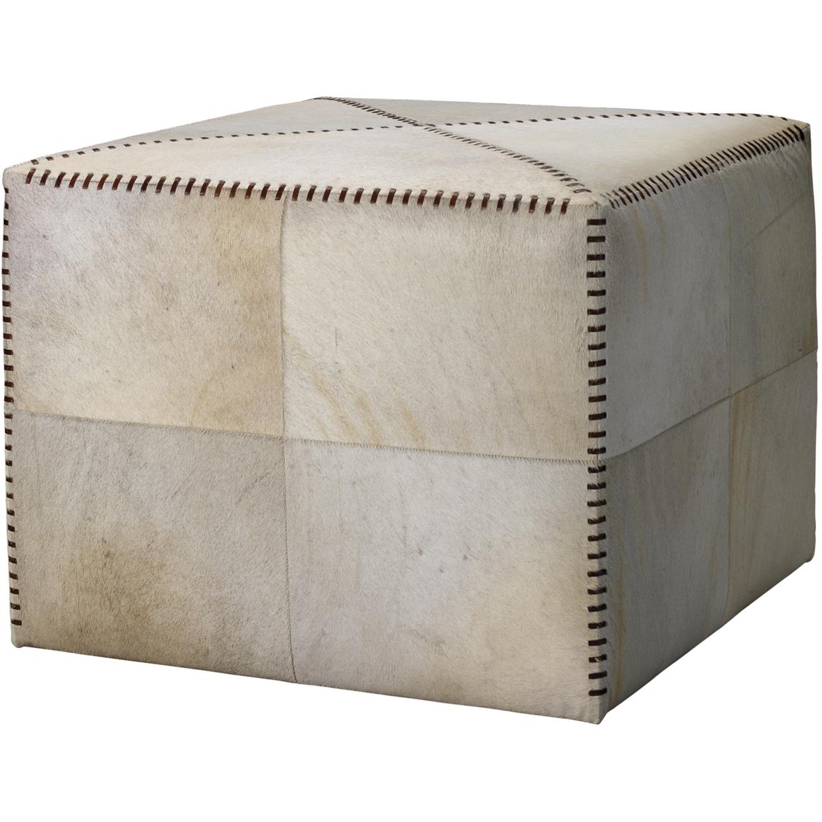 Jamie Young Co 20OTTO-LGWH Leather and Hide 18 inch White Hide Ottoman