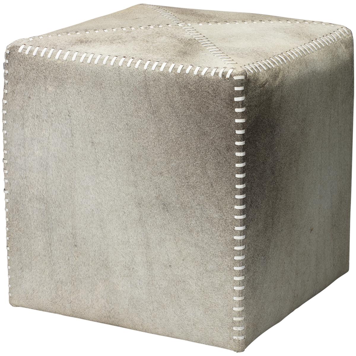 Jamie Young Co 20OTTO-SMGR Leather and Hide 16 inch Grey Hide Ottoman