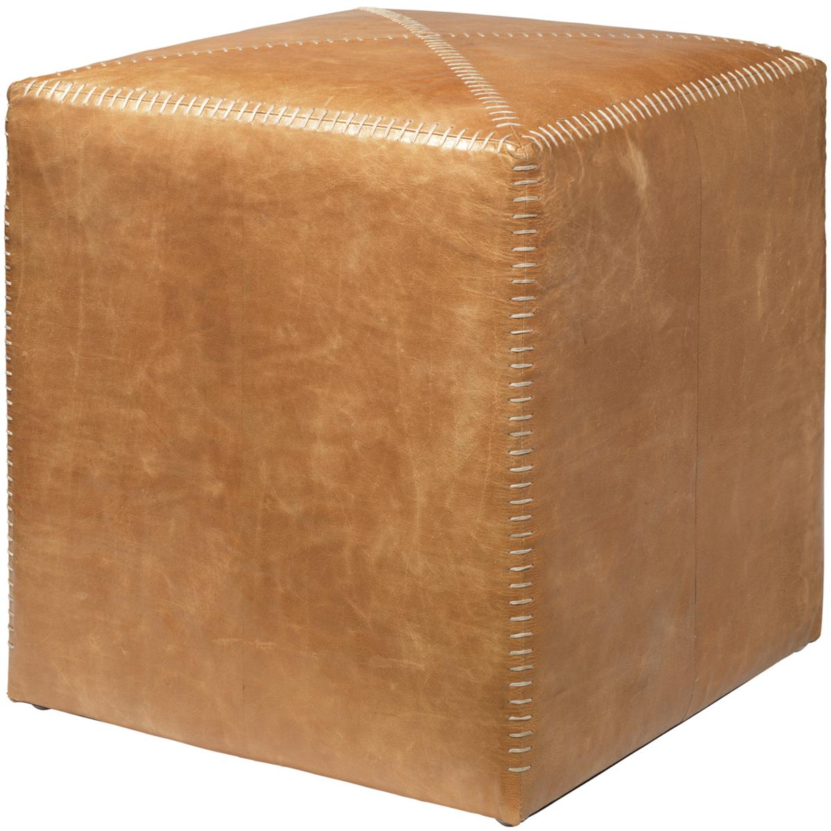 Jamie Young Co 20OTTO-SMLE Leather and Hide 16 inch Buff Leather Ottoman
