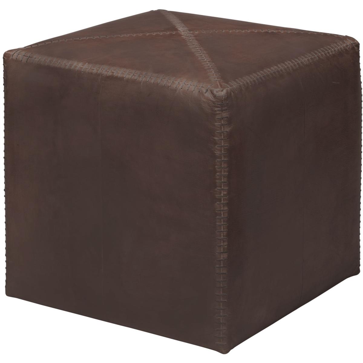Jamie Young Co 20OTTO-SMTO Leather and Hide 16 inch Tobacco Leather Ottoman