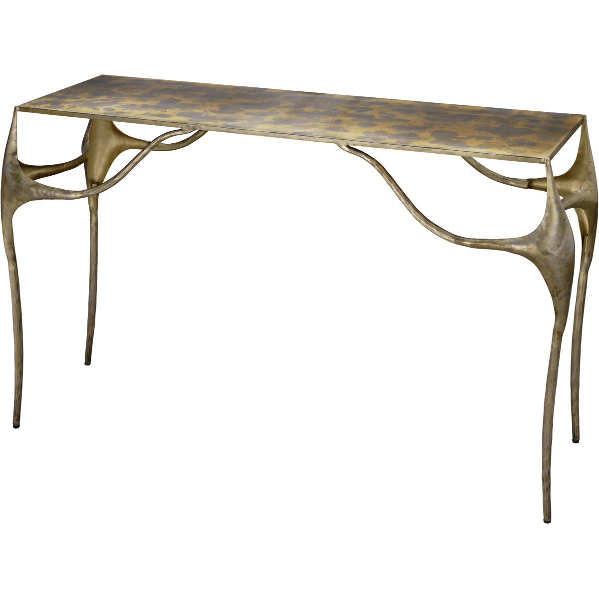 Jamie Young Co 20PERS-COGO Persephone 48 inch Antique Brass and Silver Patina Console Table, Inline