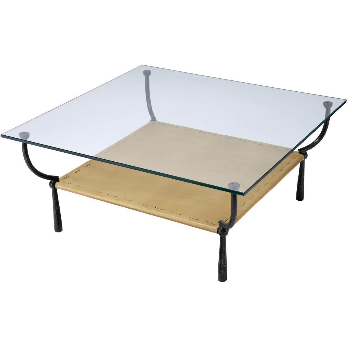 Jamie Young Co 20RENZ-CFBKC Renzo 39 X 17 inch Black and Cashew Leather Coffee Table