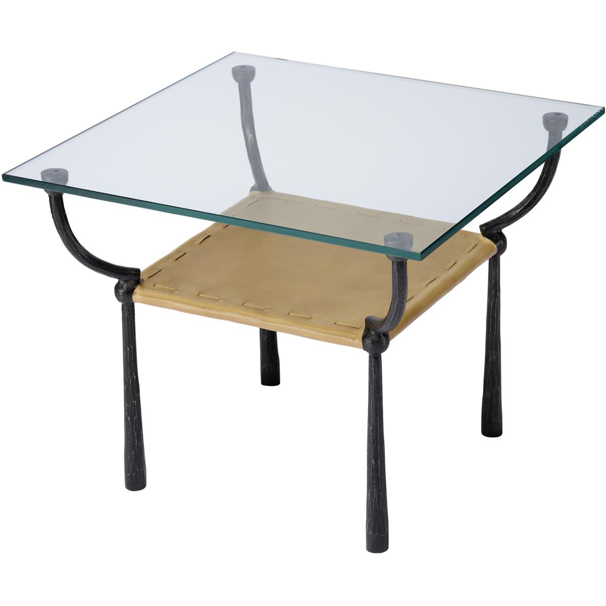 Jamie Young Co 20RENZ-STBKC Renzo 25 X 20 inch Black and Cashew Leather Side Table