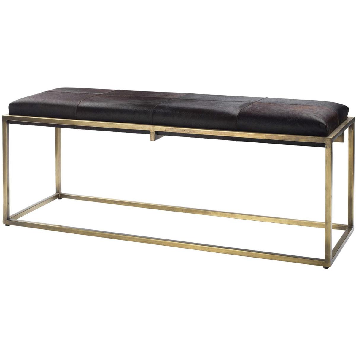 Jamie Young Co 20SHEL-BEES Shelby Espresso Hide and Antique Brass Bench