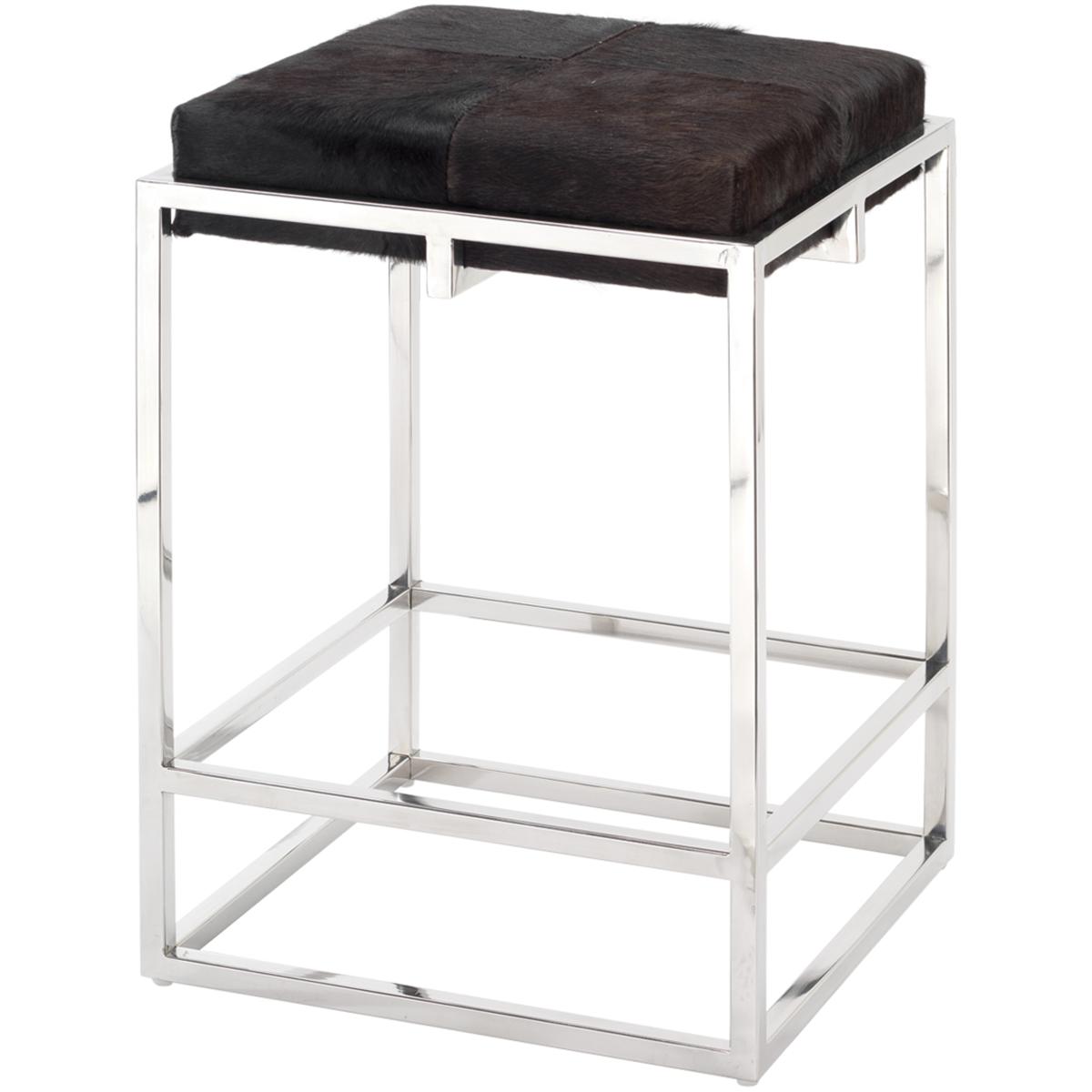 Jamie Young Co 20SHEL-CSES Shelby 27 inch Espresso Hide & Nickel Metal Counter Stool in Espresso Hide and Nickel Metal
