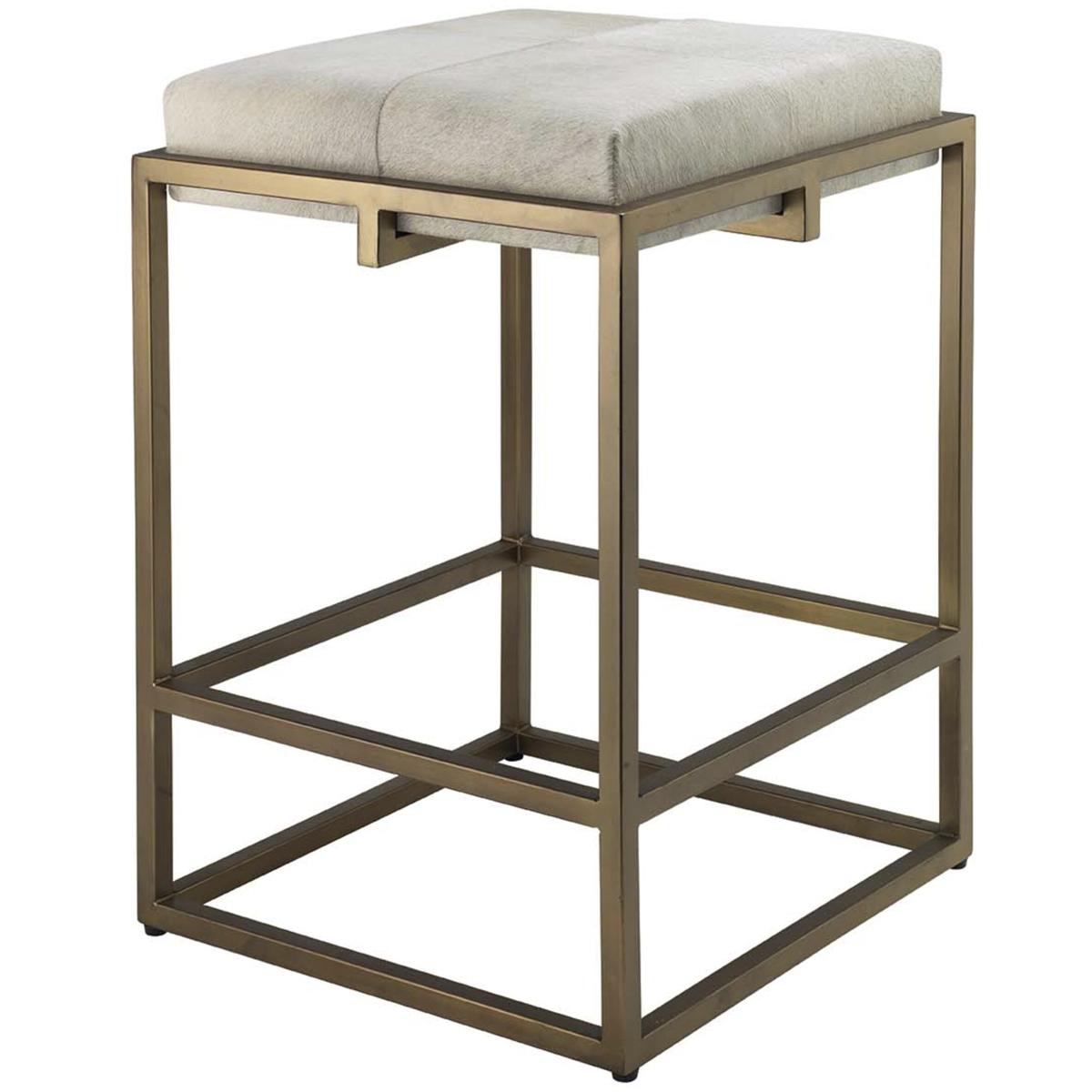 Jamie Young Co 20SHEL-CSWH Shelby 27 inch White and Antique Brass Counter Stool