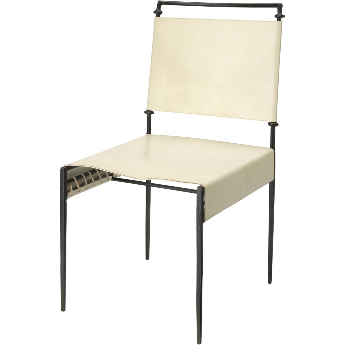 Jamie Young Co 20SWEE-DCWH Sweetwater Off White Leather & Black Forged Iron Dining Chair